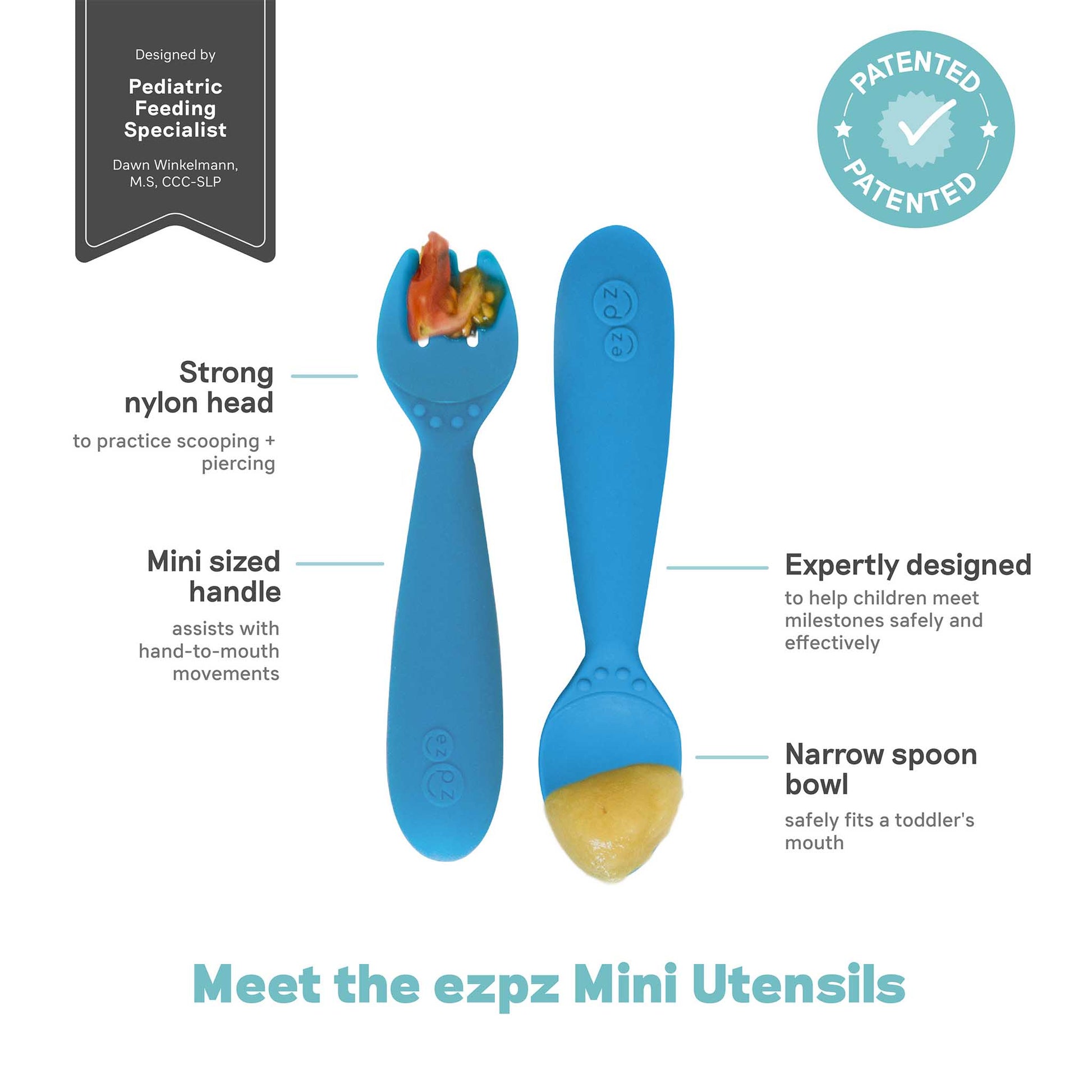 ezpz Mini Utensils | Toddler Spoon & Fork for Self-Feeding | Canada Utensils Hip Mommies