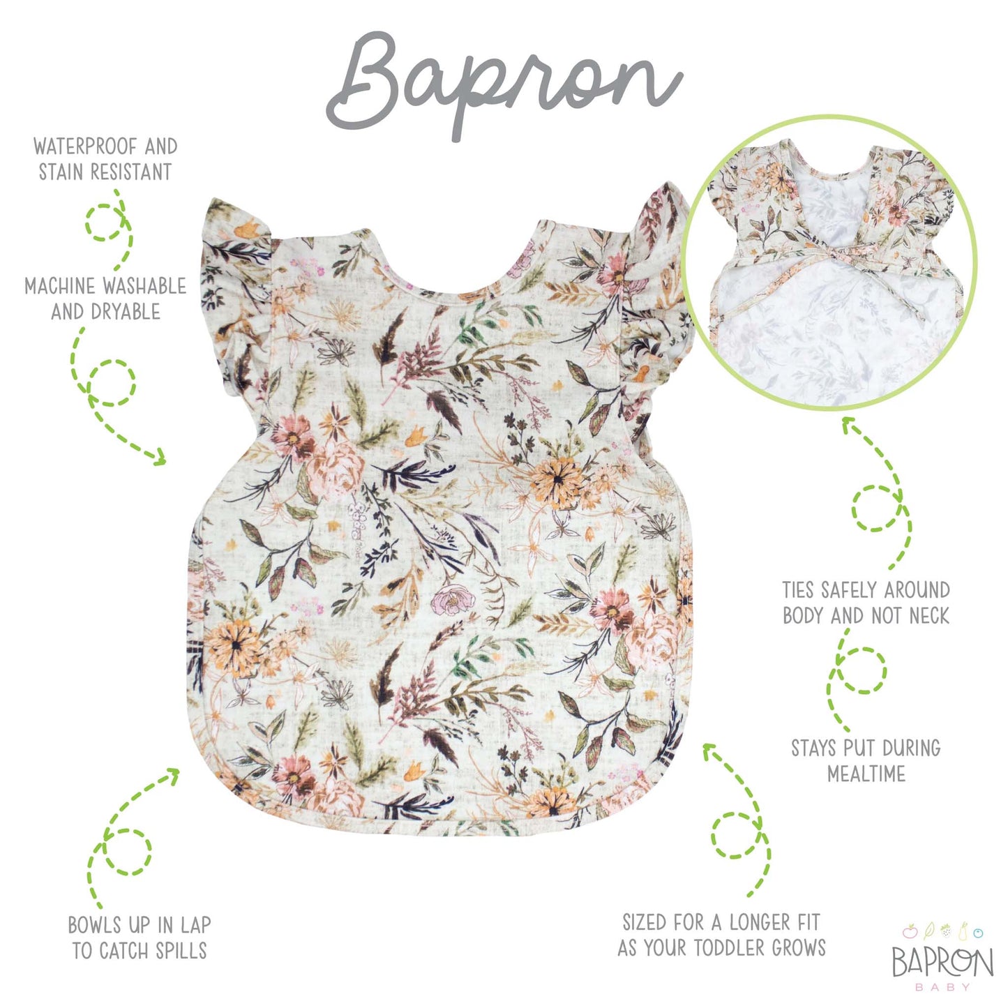 BapronBaby Toddler Bib | Full-Coverage for Baby-Led Weaning | Canada Bibs Hip Mommies