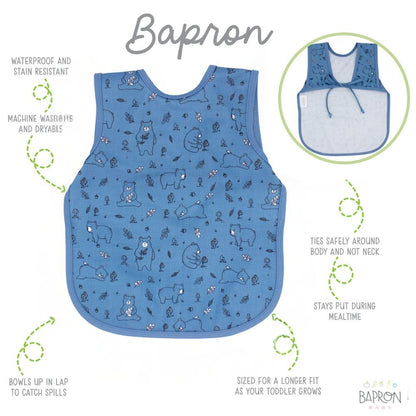 BapronBaby Preschool Bib (3T+) Bears in Blue Hip Mommies