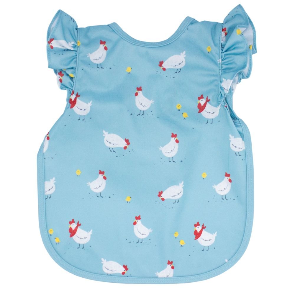 BapronBaby Toddler Bib (6m+) Flutter Sleeve. Little Chickies Hip Mommies