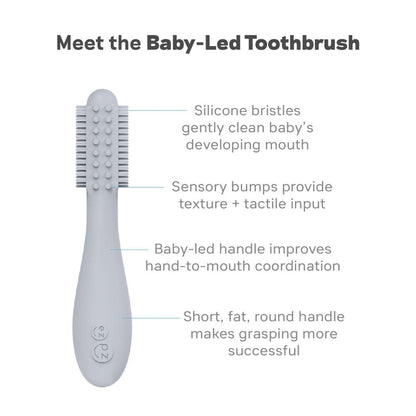 ezpz Baby-Led™ Toothbrush + Sensory Tongue Depressor Dual Pack in Pewter Hip Mommies