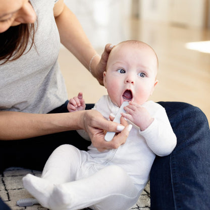 ezpz Baby-Led™ Toothbrush + Sensory Tongue Depressor Dual Pack in Pewter Hip Mommies