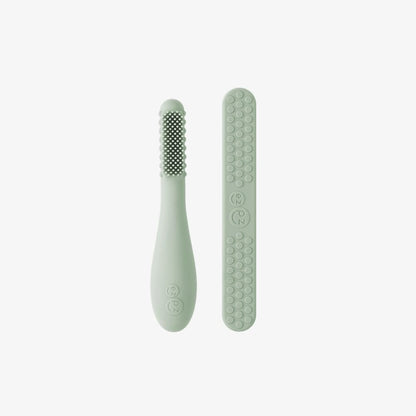 ezpz Baby-Led™ Toothbrush + Sensory Tongue Depressor Dual Pack in Sage Hip Mommies