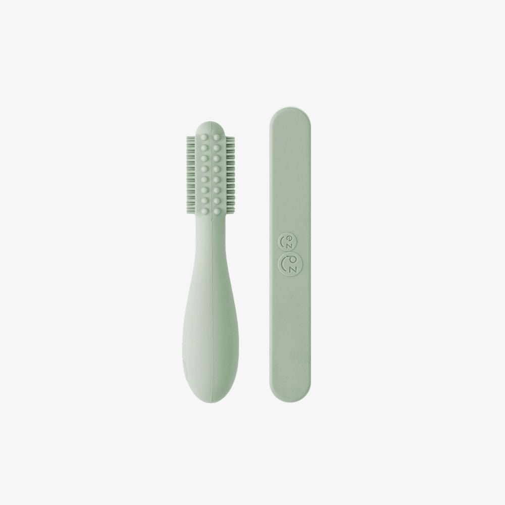 ezpz Baby-Led™ Toothbrush + Sensory Tongue Depressor Dual Pack in Sage Hip Mommies