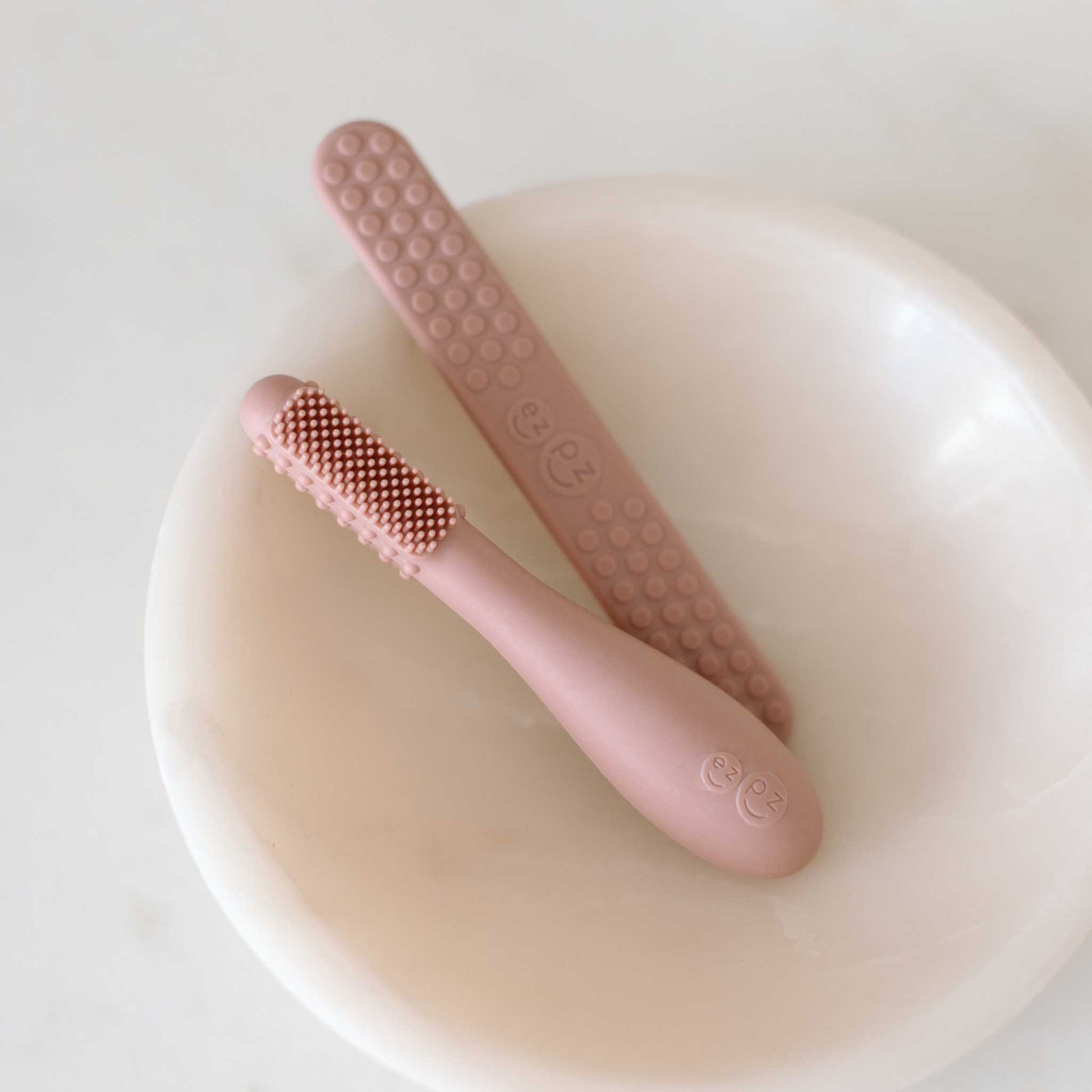 Baby-Led Toothbrush + Sensory Tongue Depressor Pack from ezpz | Canada Oral Care Hip Mommies