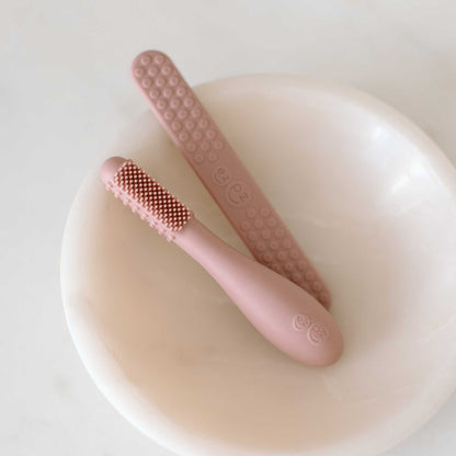 Baby-Led Toothbrush + Sensory Tongue Depressor Pack from ezpz | Canada Oral Care Hip Mommies