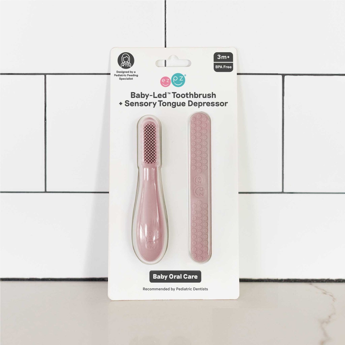 Baby-Led Toothbrush + Sensory Tongue Depressor Pack from ezpz | Canada Oral Care Hip Mommies