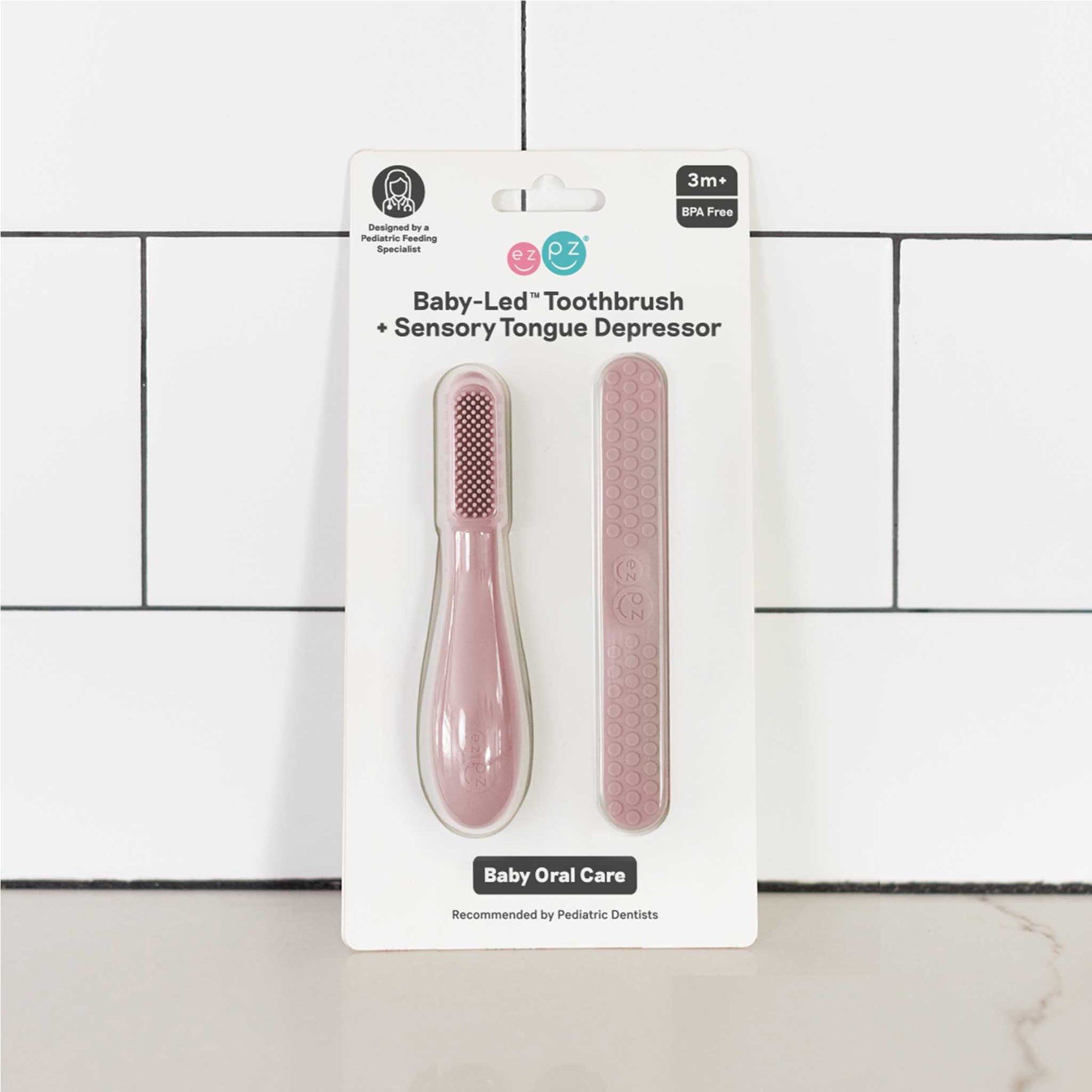 Baby-Led Toothbrush + Sensory Tongue Depressor Pack from ezpz | Canada Oral Care Hip Mommies