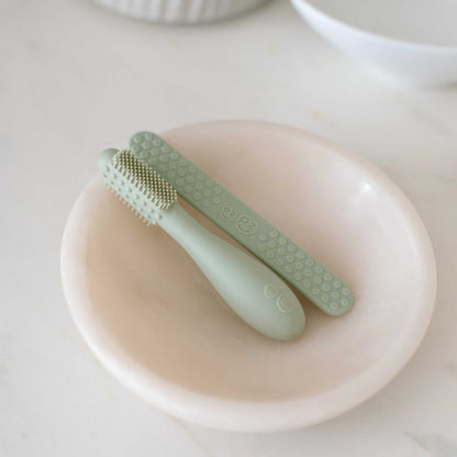 Baby-Led Toothbrush + Sensory Tongue Depressor Pack from ezpz | Canada Oral Care Hip Mommies