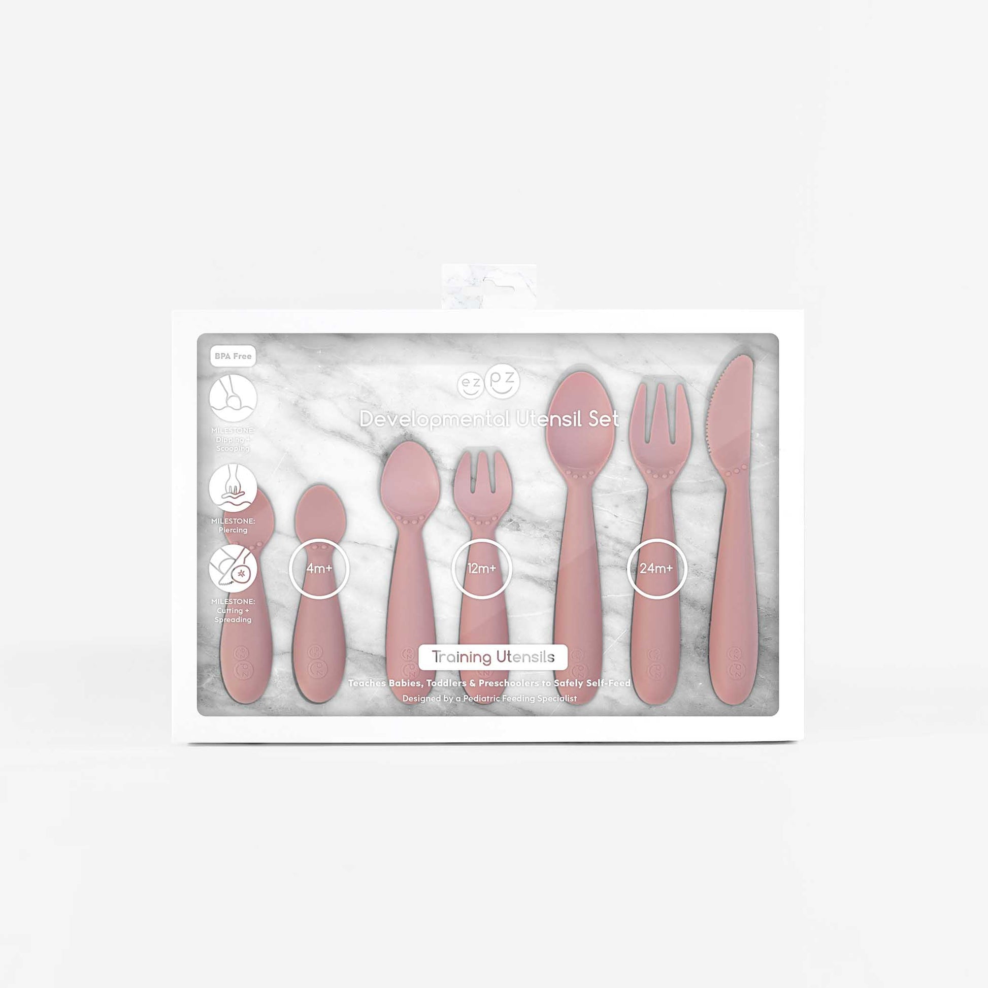 ezpz Developmental Utensil Set | Baby Spoons, Forks & Knife | Canada Baby Shower Gift Hip Mommies