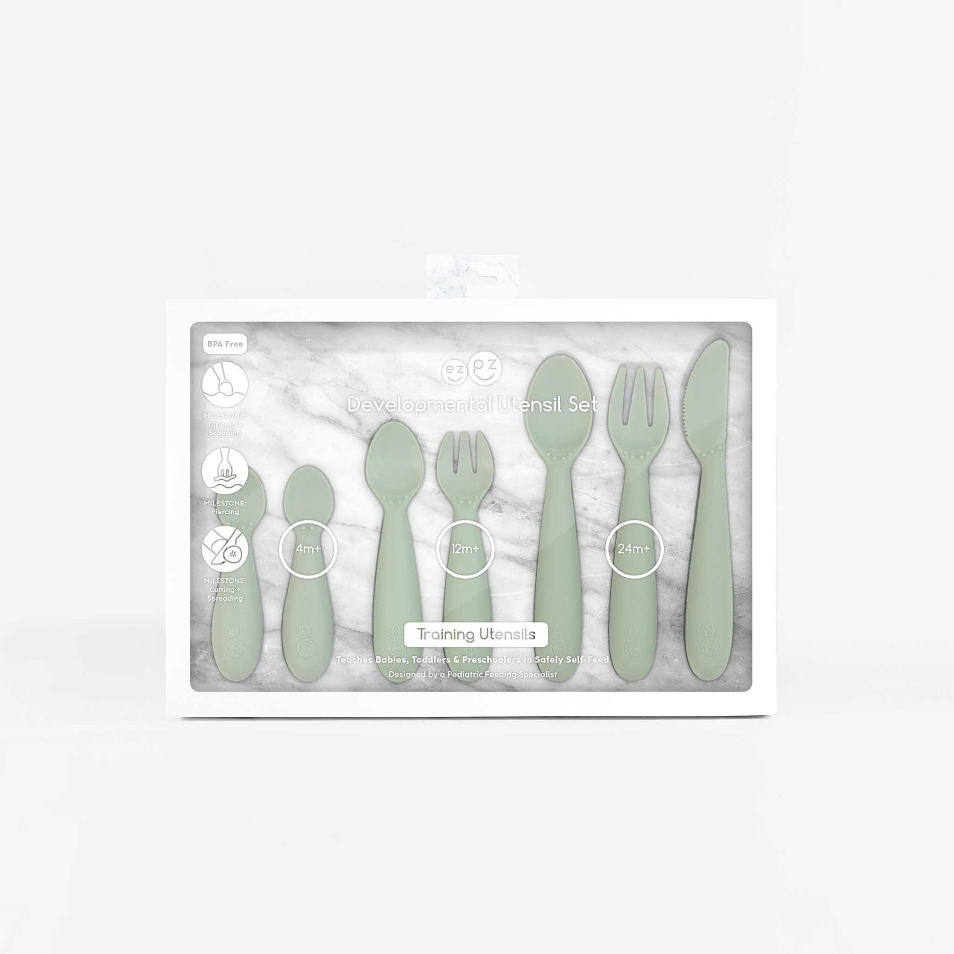 ezpz Developmental Utensil Set | Baby Spoons, Forks & Knife | Canada Baby Shower Gift Hip Mommies