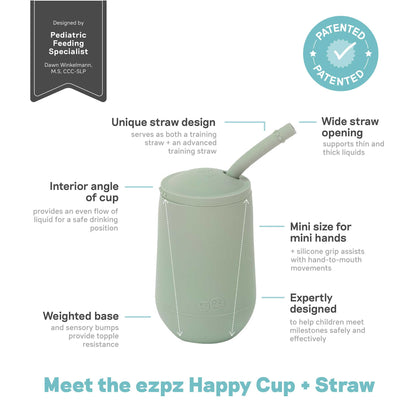 ezpz Happy Feeding Set | Silicone Plate, Cup, Straw & Utensils Canada Feeding Hip Mommies