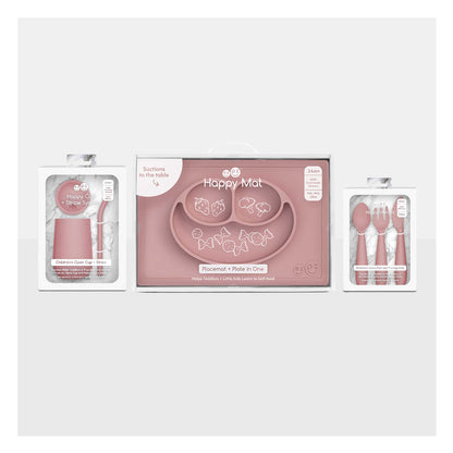 ezpz Happy Feeding Set | Silicone Plate, Cup, Straw & Utensils Canada Feeding Hip Mommies