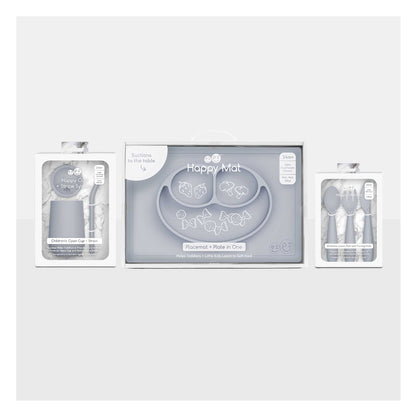 ezpz Happy Feeding Set | Silicone Plate, Cup, Straw & Utensils Canada Feeding Hip Mommies