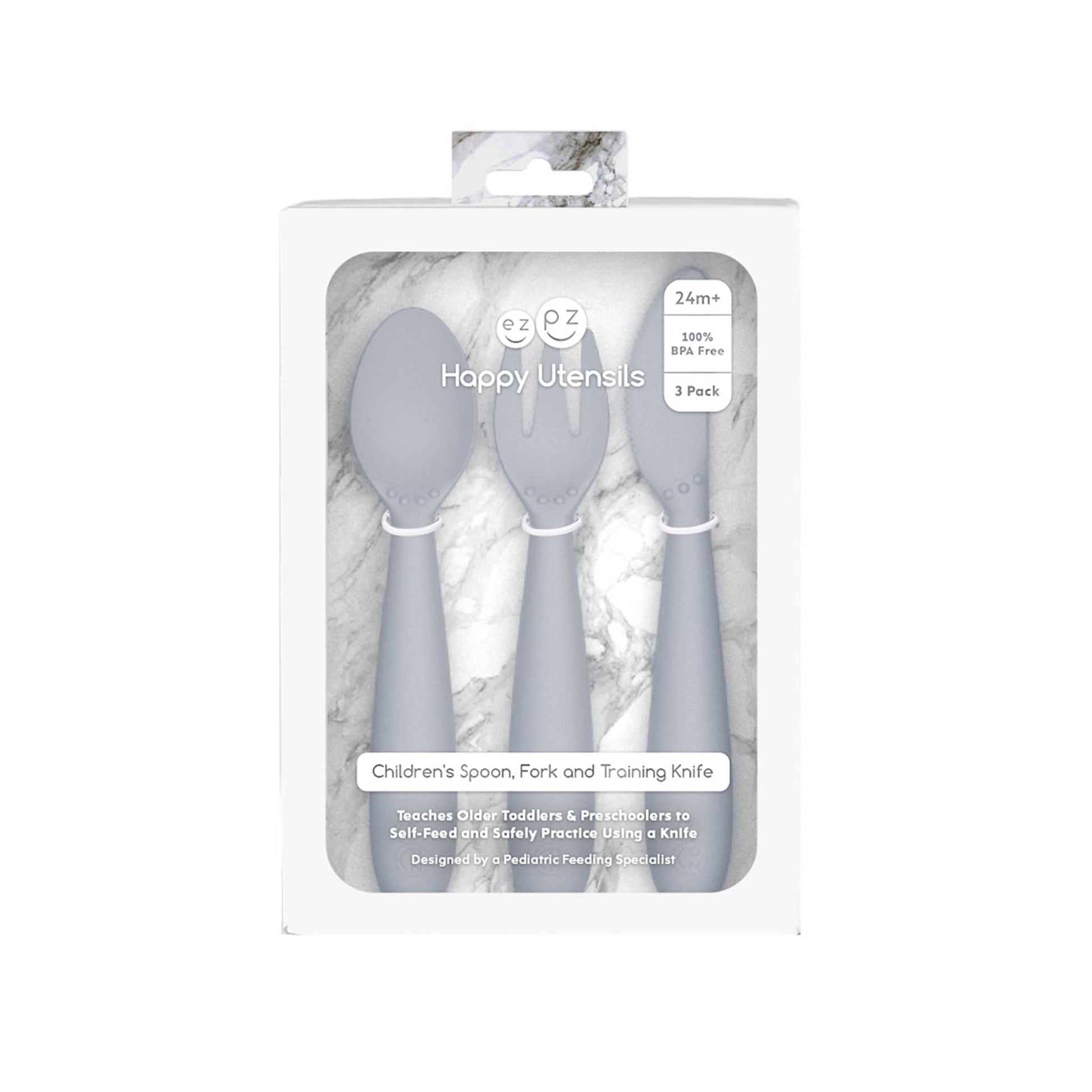 ezpz Happy Utensils | Spoon, Fork & Knife for Self-Feeding | Canada Utensils Hip Mommies