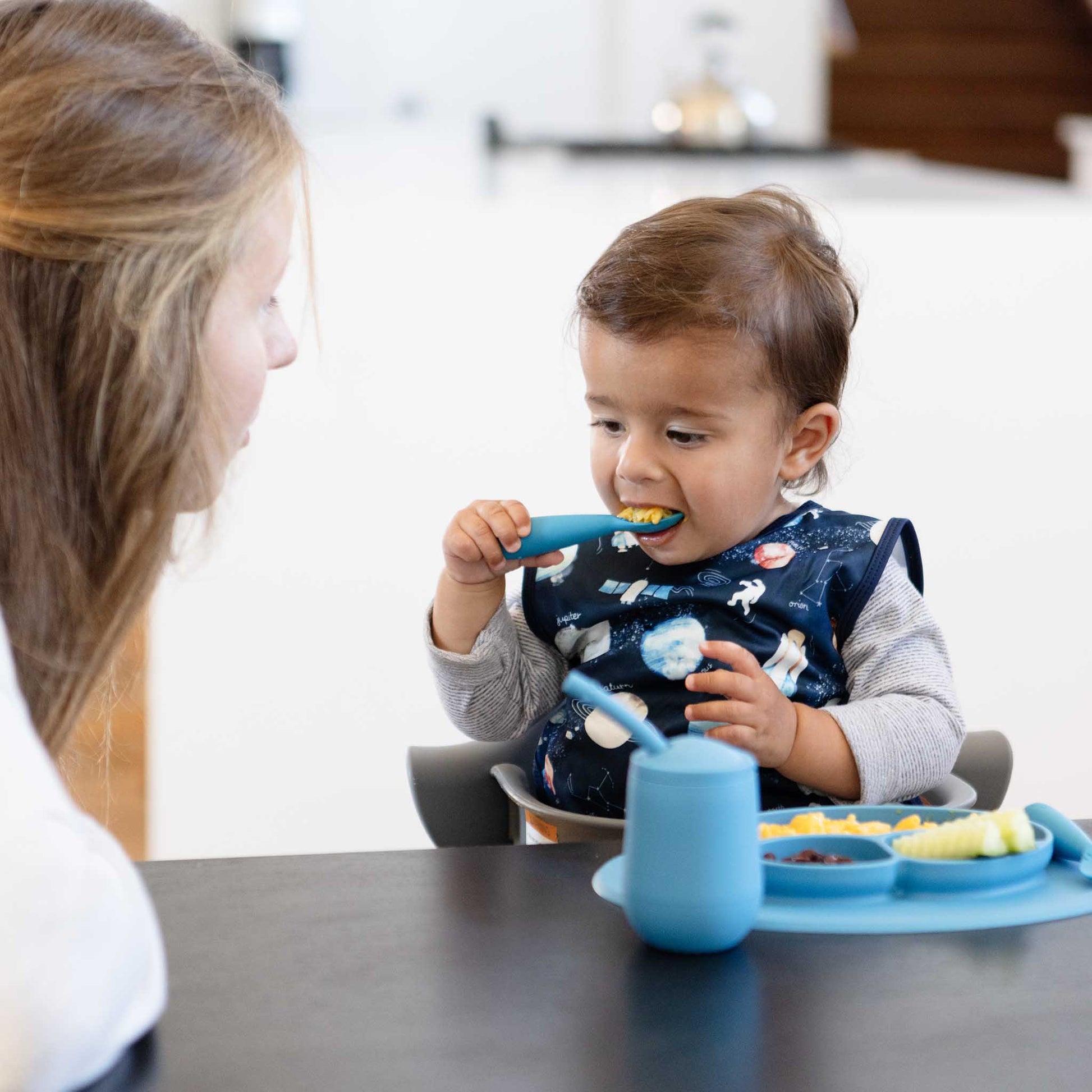 ezpz Mini Feeding Set | Silicone Plate, Toddler Fork & Spoon | Canada Feeding Hip Mommies