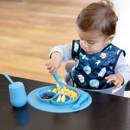 ezpz Mini Feeding Set | Silicone Plate, Toddler Fork & Spoon | Canada Feeding Hip Mommies