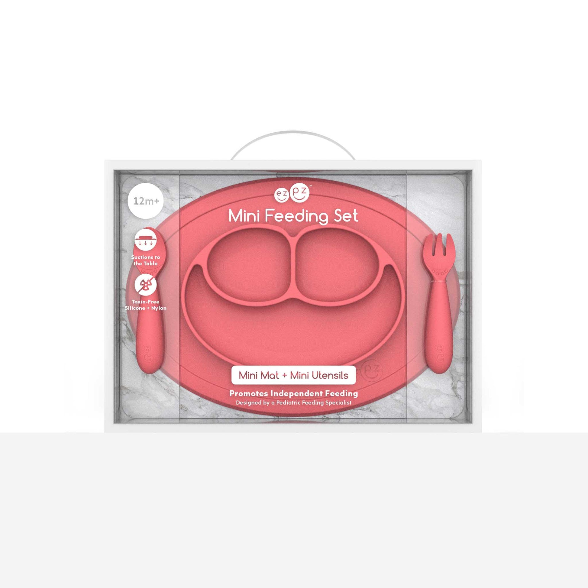 ezpz Mini Feeding Set | Silicone Plate, Toddler Fork & Spoon | Canada Feeding Hip Mommies