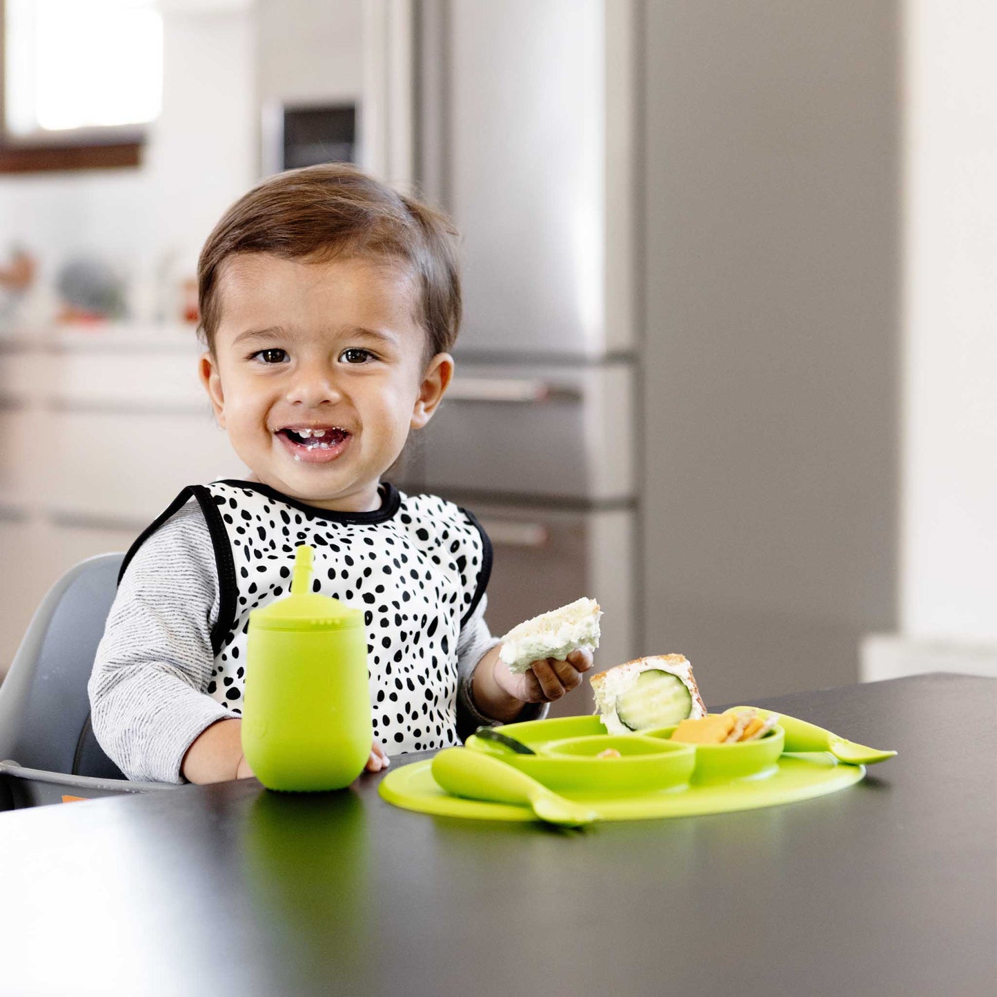 ezpz Mini Feeding Set | Silicone Plate, Toddler Fork & Spoon | Canada Feeding Hip Mommies