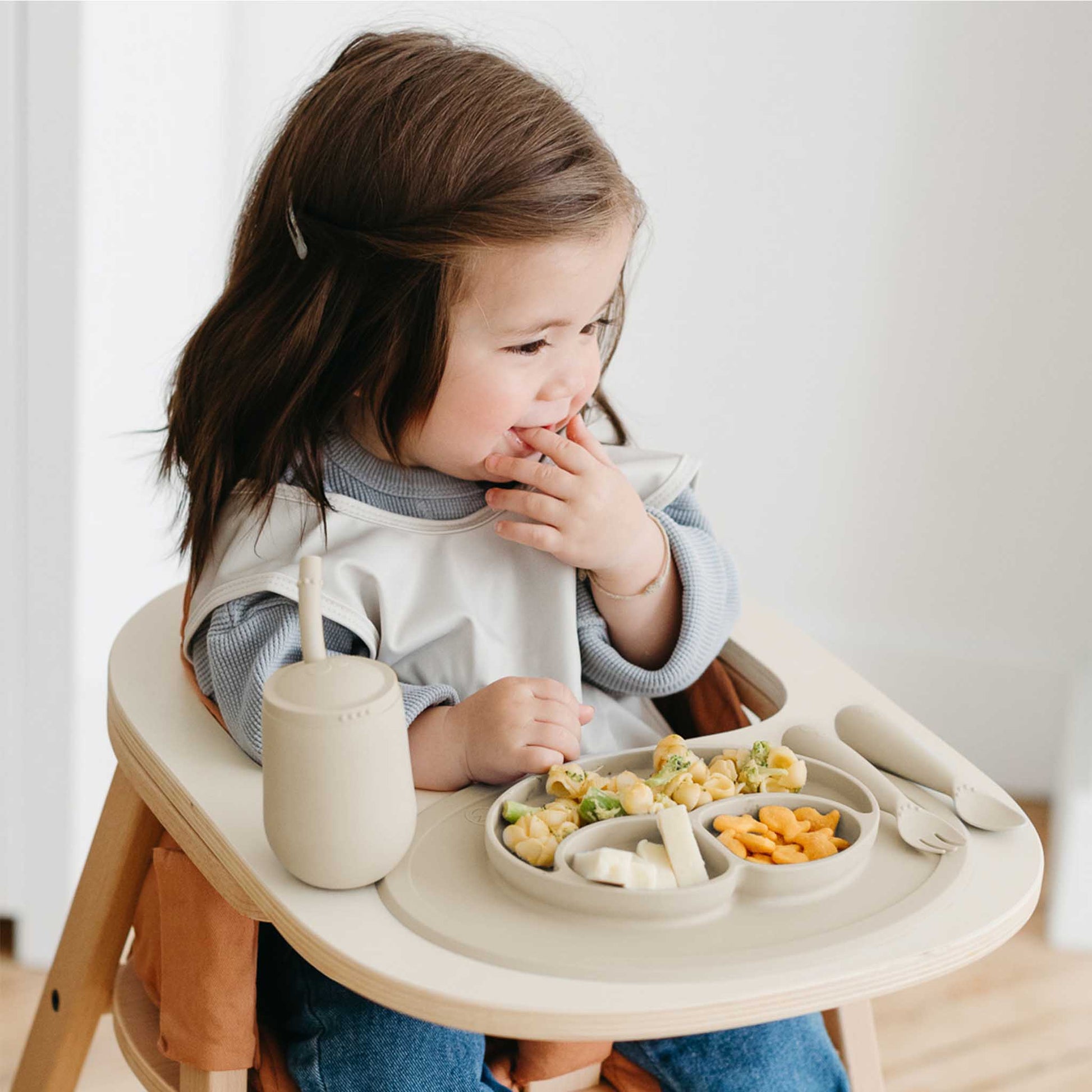 ezpz Mini Feeding Set | Silicone Plate, Toddler Fork & Spoon | Canada Feeding Hip Mommies