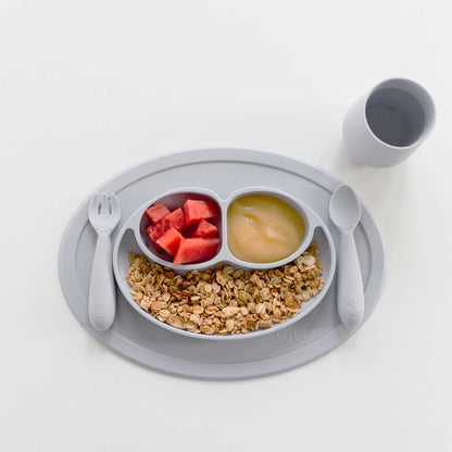 ezpz Mini Feeding Set | Silicone Plate, Toddler Fork & Spoon | Canada Feeding Hip Mommies