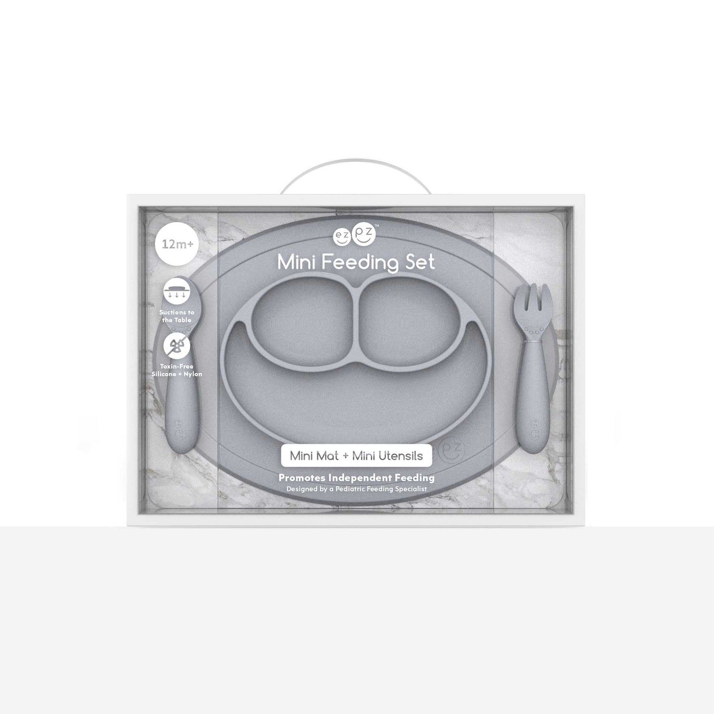 ezpz Mini Feeding Set | Silicone Plate, Toddler Fork & Spoon | Canada Feeding Hip Mommies
