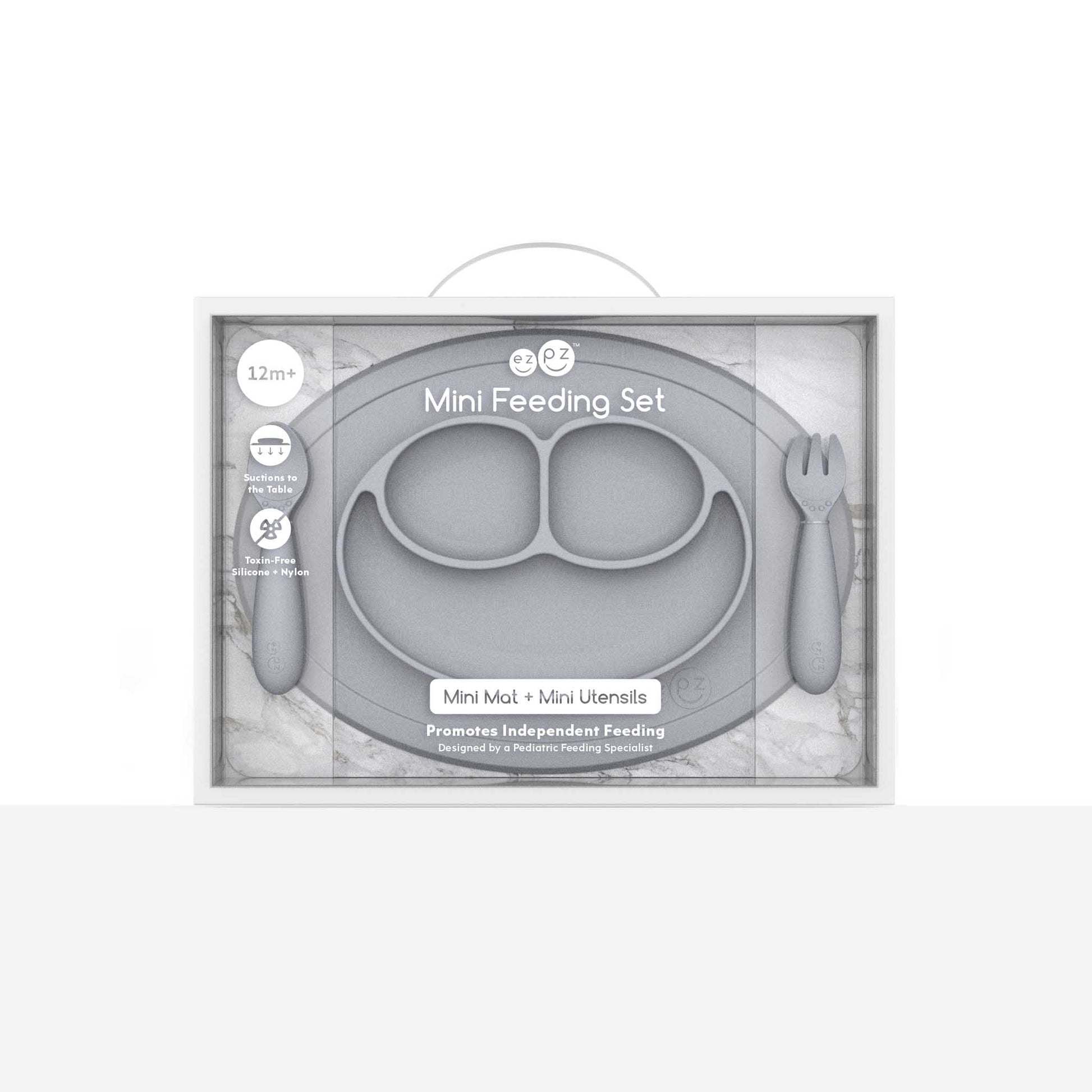 ezpz Mini Feeding Set | Silicone Plate, Toddler Fork & Spoon | Canada Feeding Hip Mommies