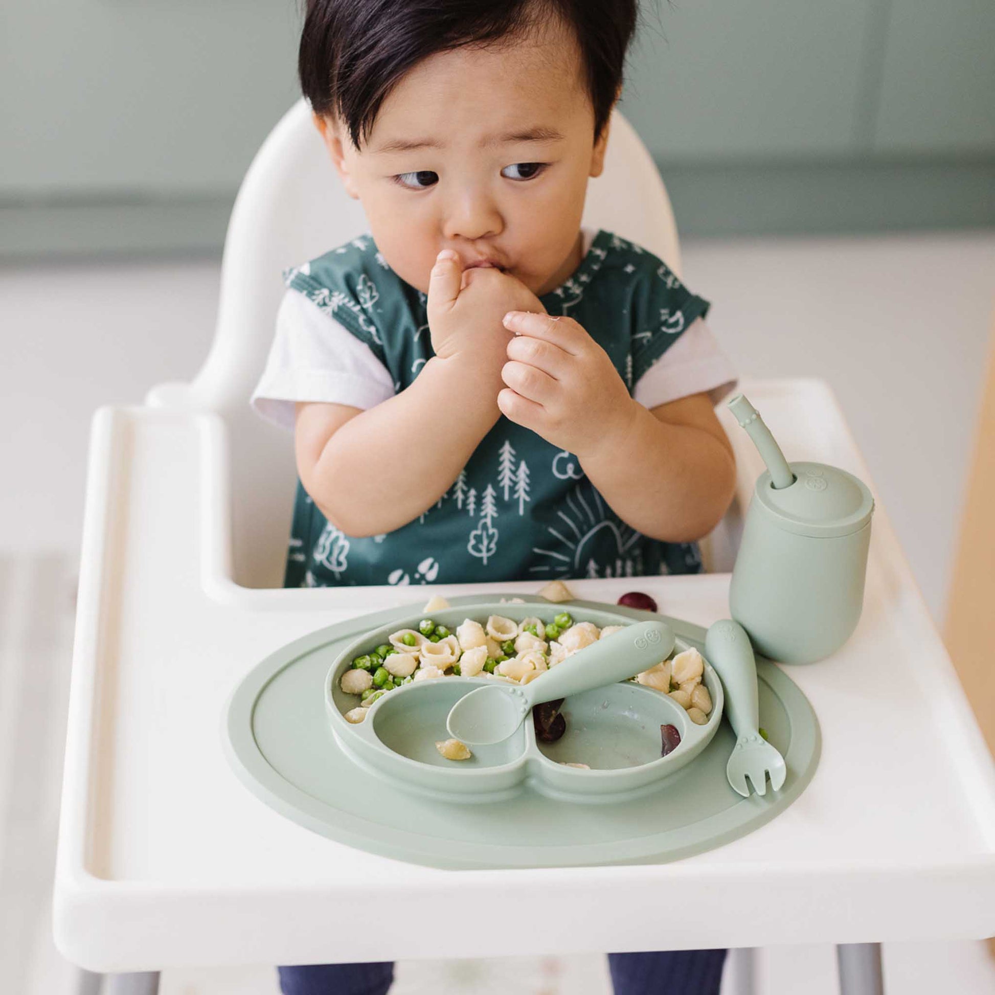 ezpz Mini Feeding Set | Silicone Plate, Toddler Fork & Spoon | Canada Feeding Hip Mommies