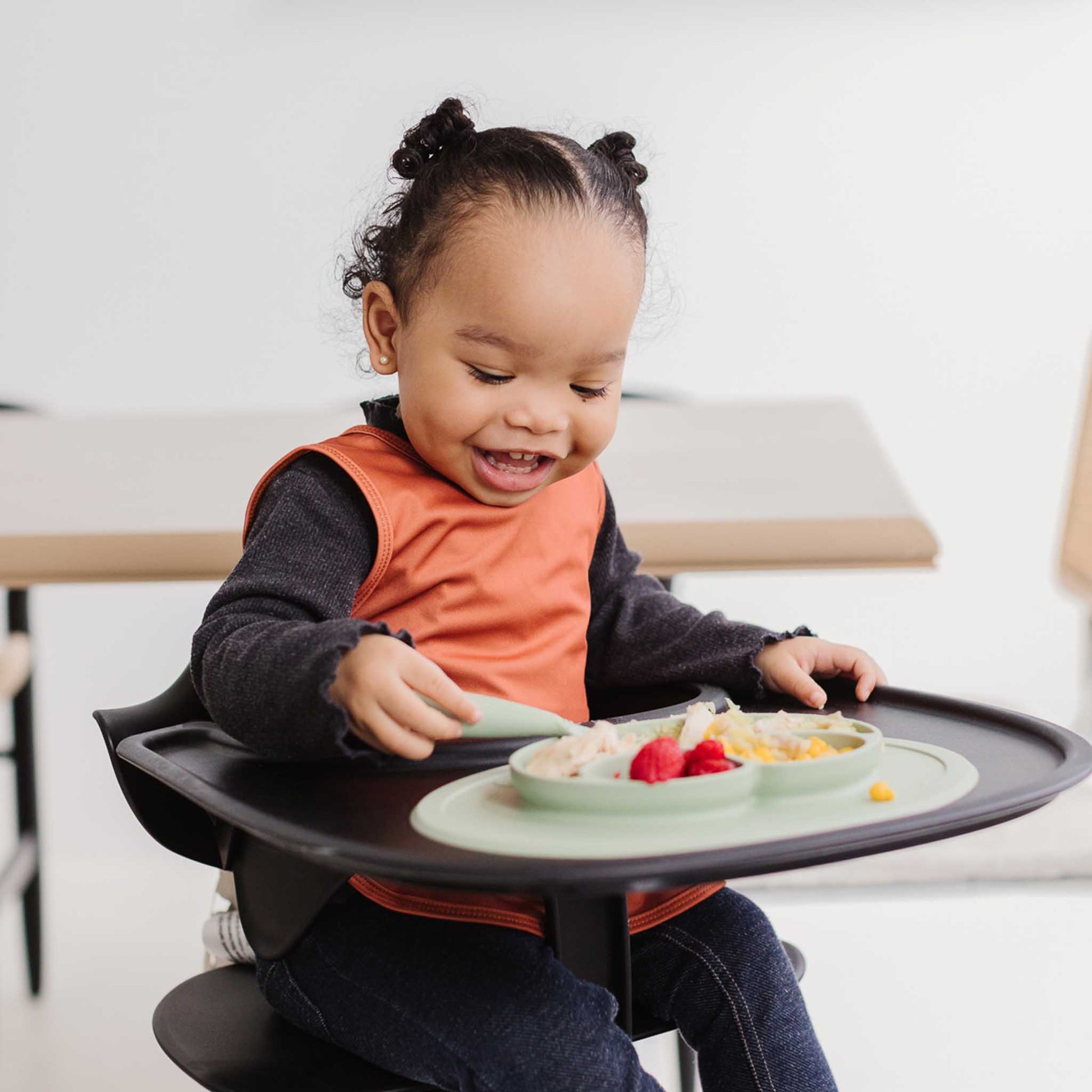 ezpz Mini Feeding Set | Silicone Plate, Toddler Fork & Spoon | Canada Feeding Hip Mommies