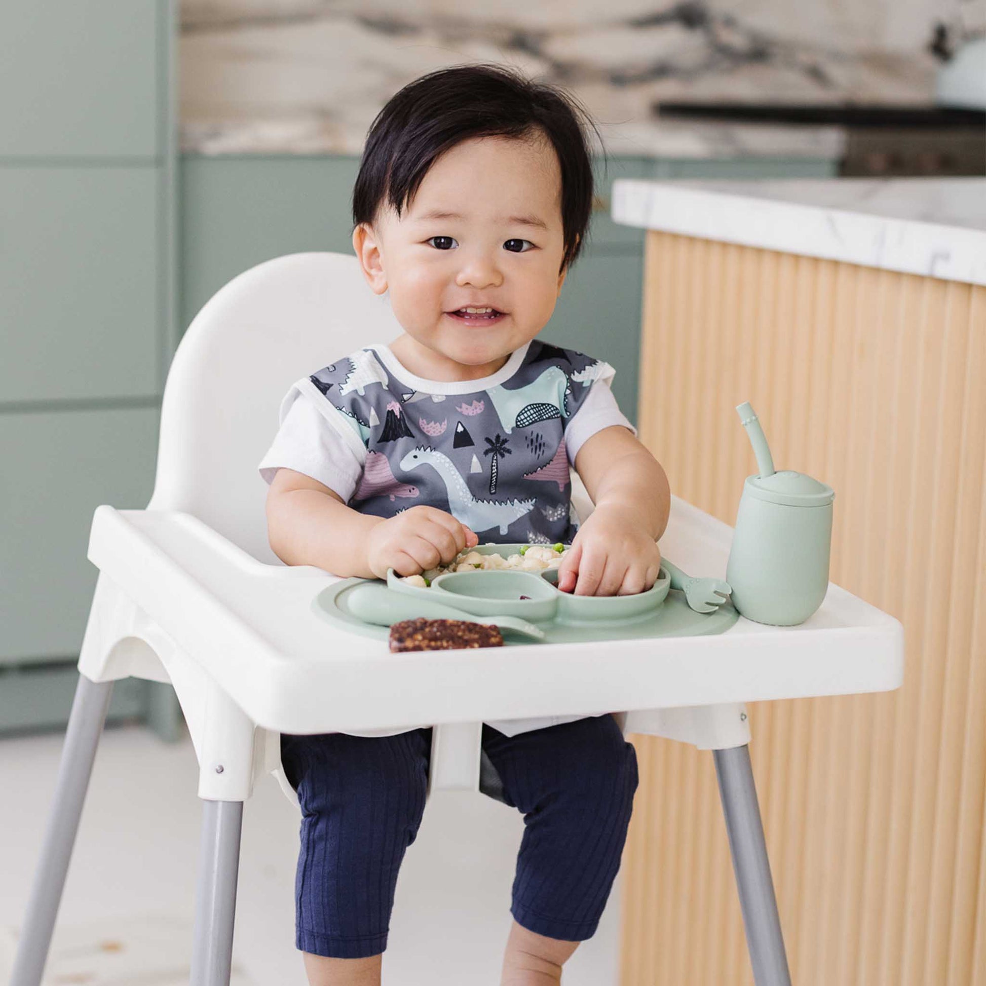 ezpz Mini Feeding Set | Silicone Plate, Toddler Fork & Spoon | Canada Feeding Hip Mommies