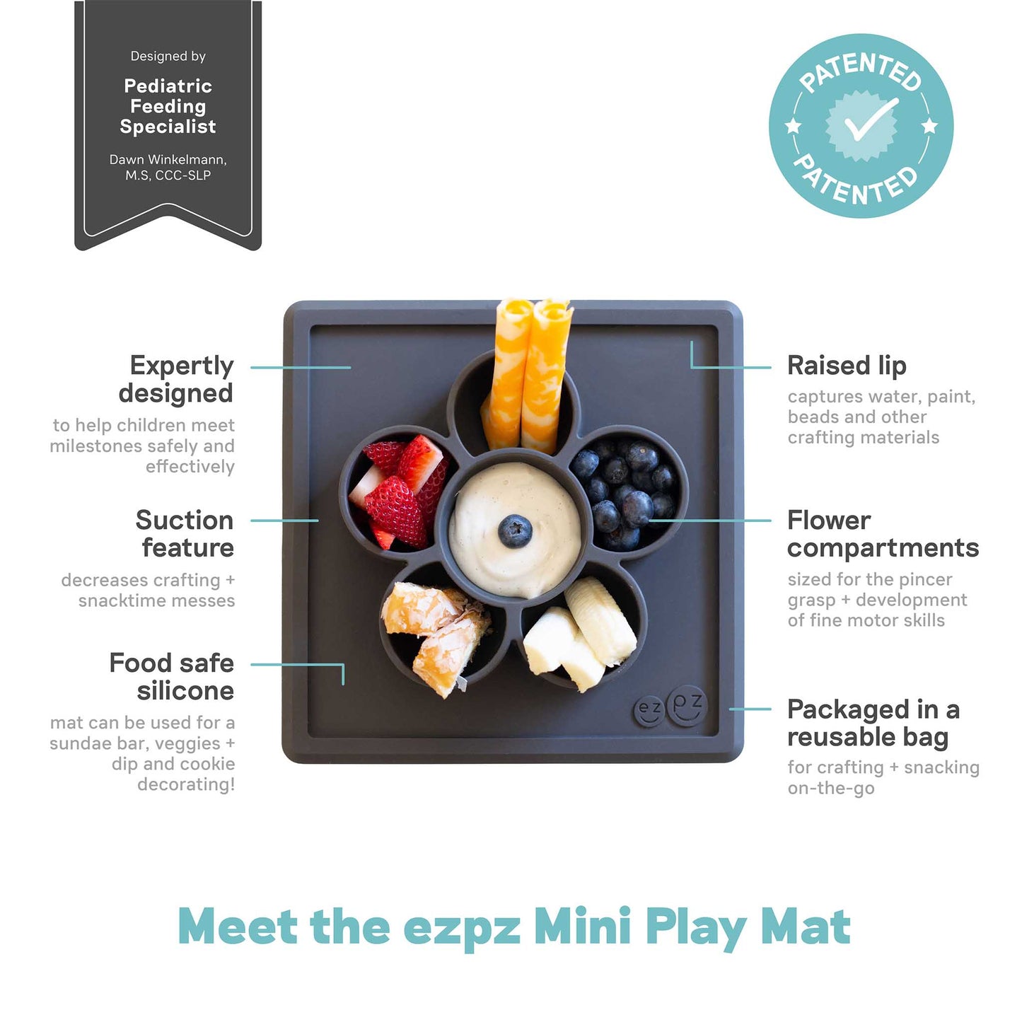 ezpz Mini Play Mat Silicone Suction Mat for Crafts & Sorting | Canada Feeding Hip Mommies