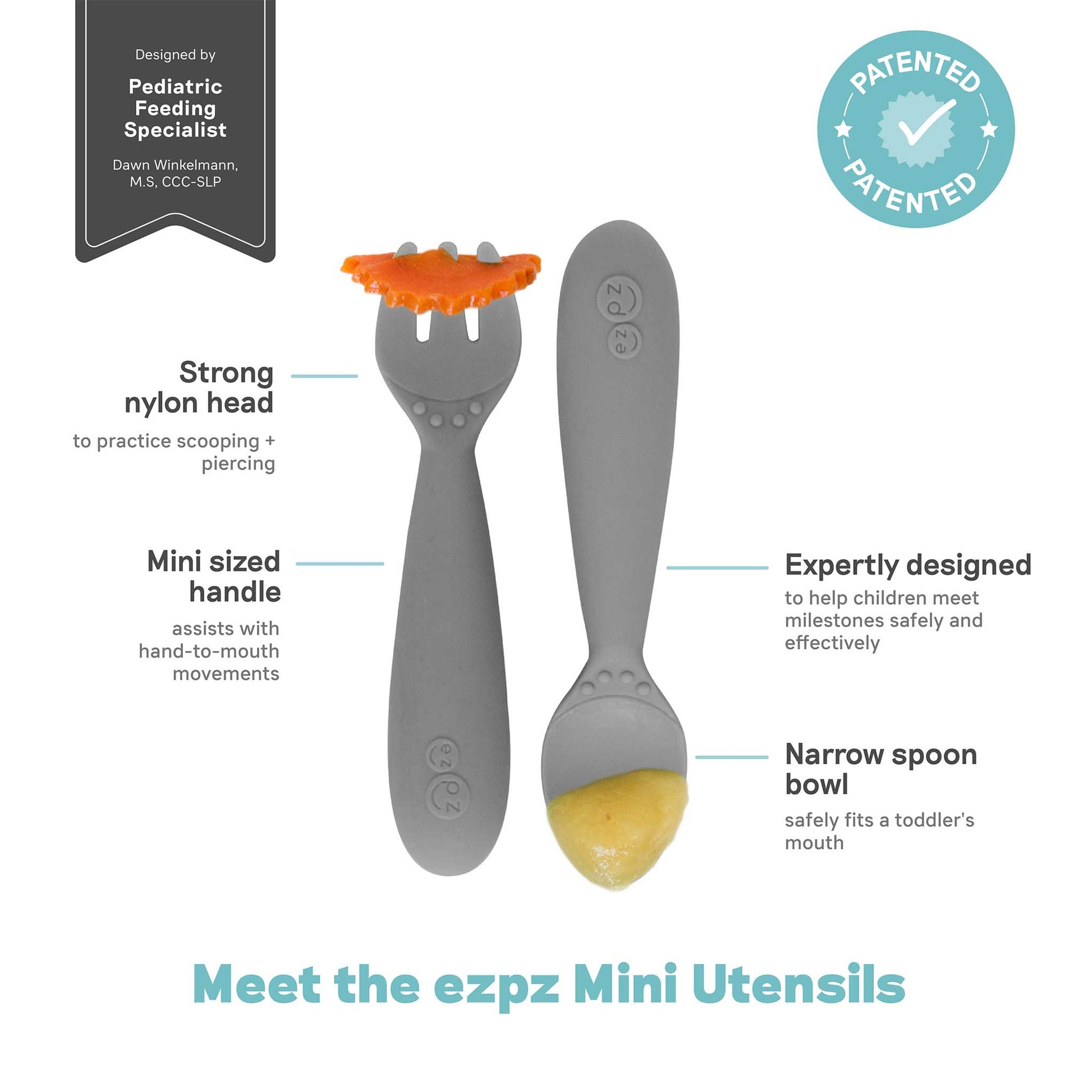ezpz Mini Utensils | Toddler Spoon & Fork for Self-Feeding | Canada Utensils Hip Mommies
