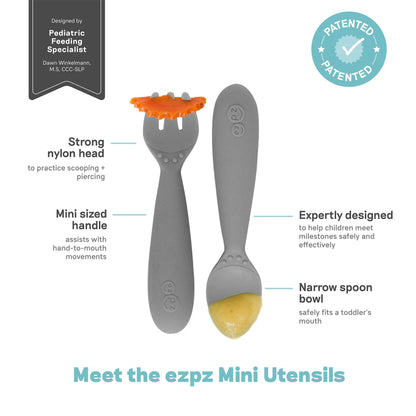 ezpz Mini Utensils | Toddler Spoon & Fork for Self-Feeding | Canada Utensils Hip Mommies