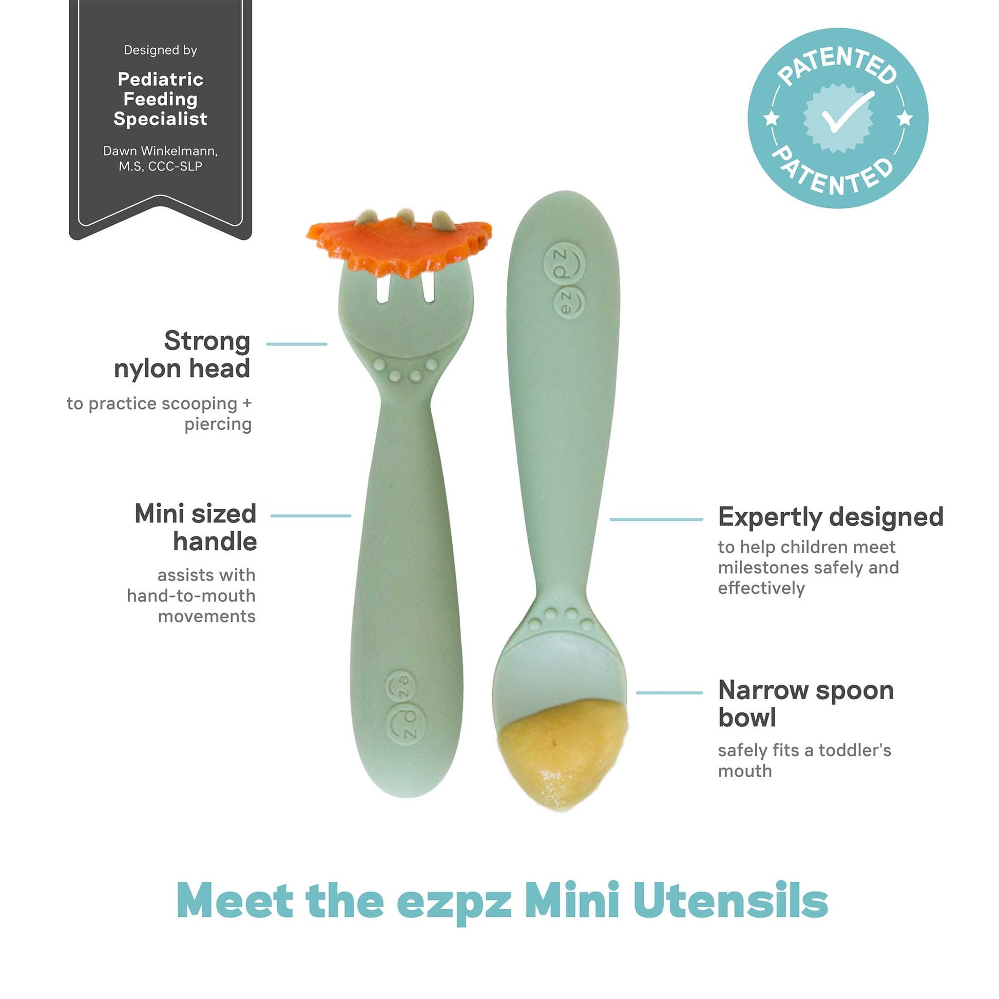 ezpz Mini Utensils | Toddler Spoon & Fork for Self-Feeding | Canada Utensils Hip Mommies