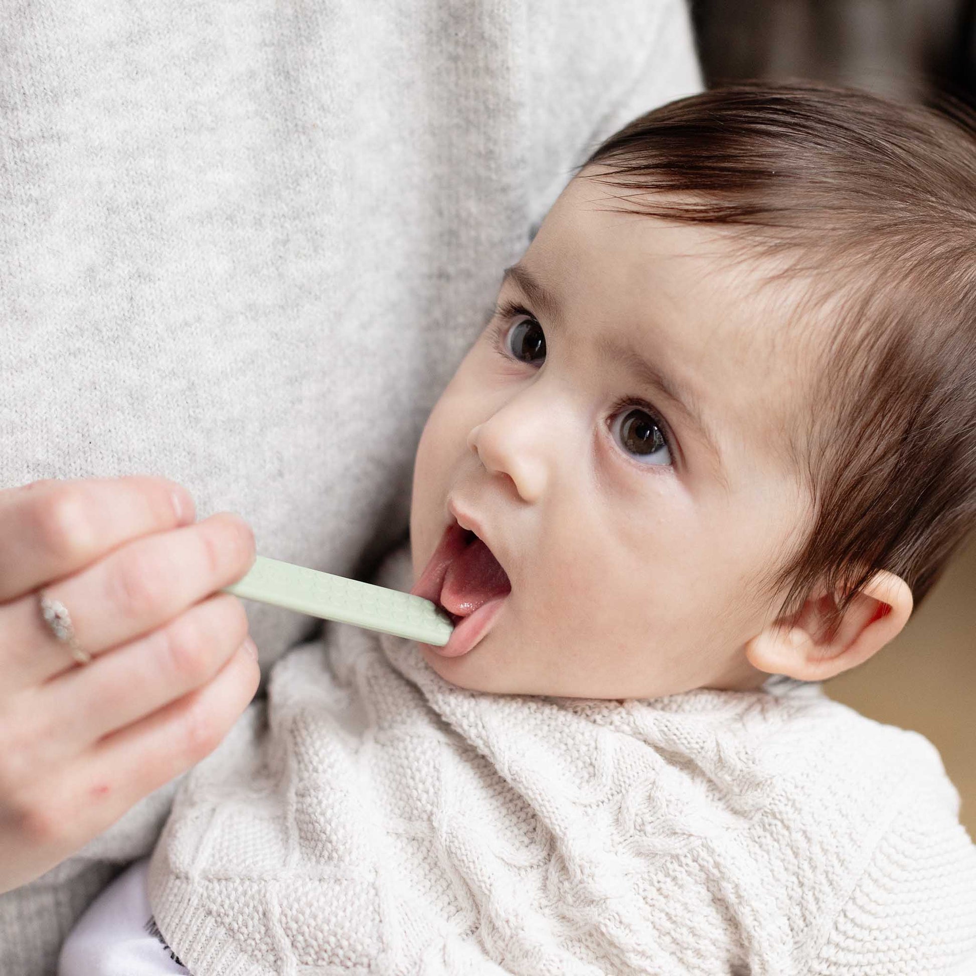 Baby-Led Toothbrush + Sensory Tongue Depressor Pack from ezpz | Canada Oral Care Hip Mommies