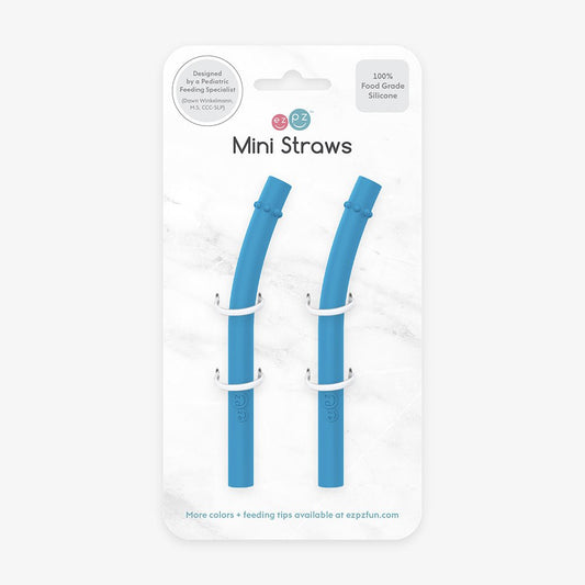 ezpz Mini Cup + Straw Training System Straw Replacement 2-Pack Blue Hip Mommies