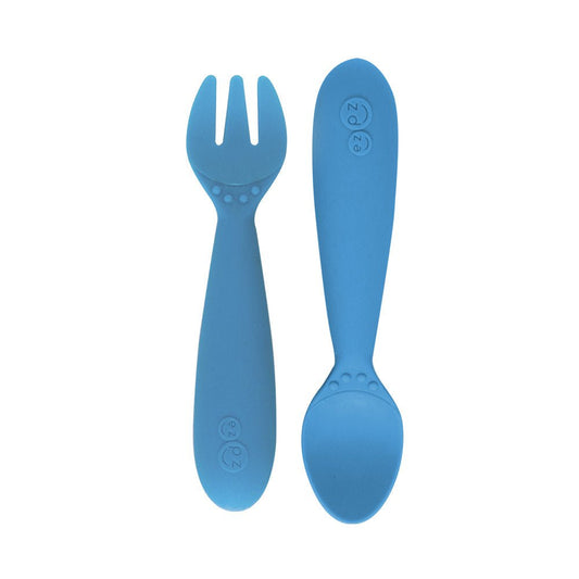 ezpz Mini Utensils (Fork + Spoon) in Blue Hip Mommies