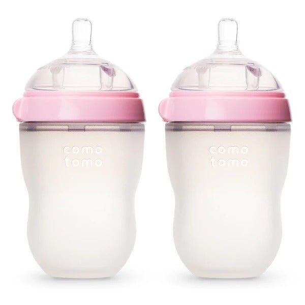 Comotomo Natural Feel Silicone Baby Bottle Pack Pink - 250ml Medium Flow Hip Mommies