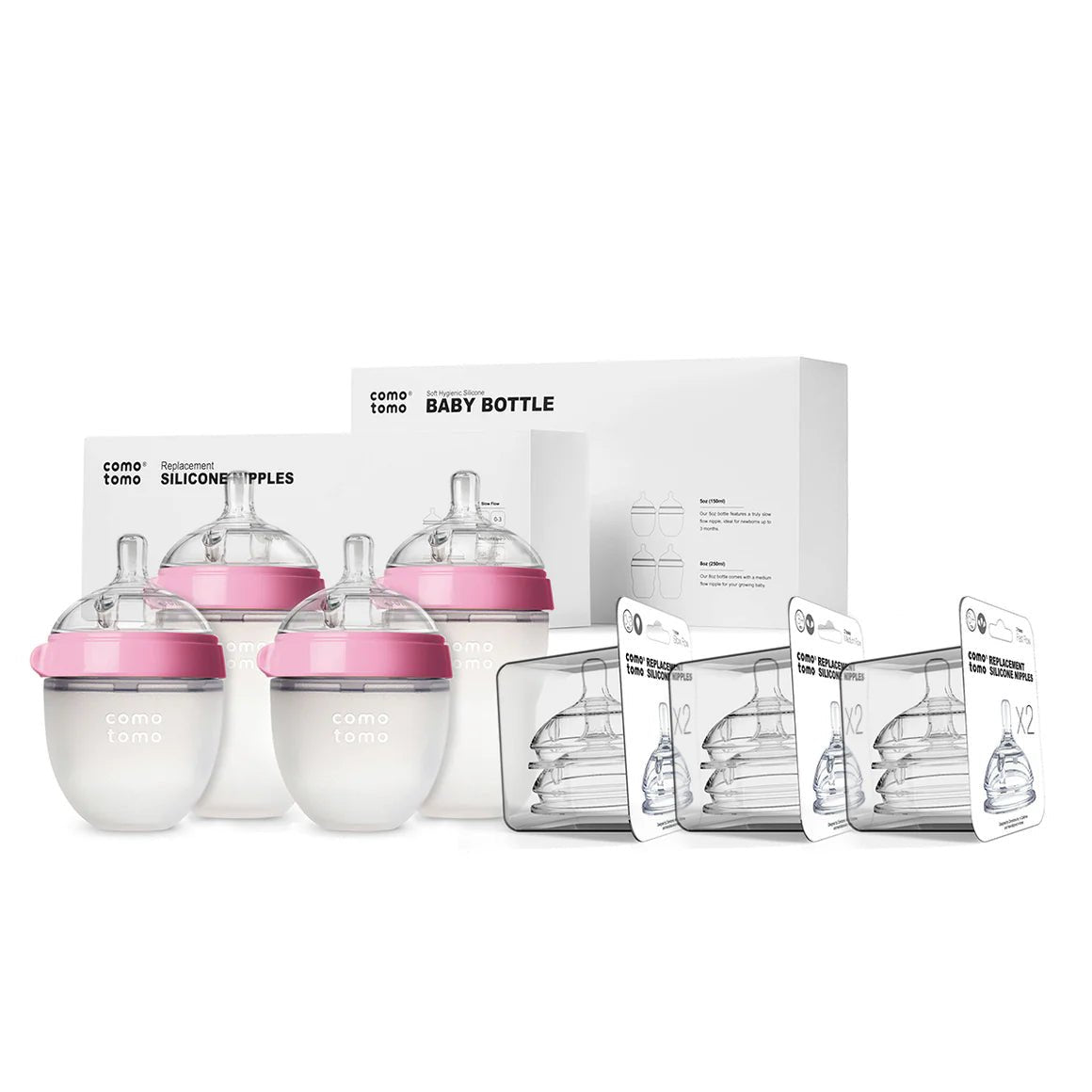 Comotomo Baby Bottle Bundle Kit, Pink Hip Mommies