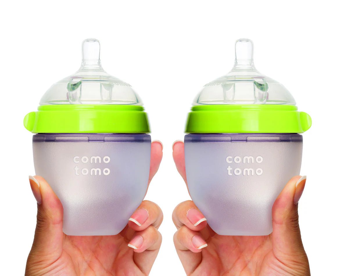 Comotomo Natural Feel Silicone Newborn Baby Bottle Pack Green - 150ml Slow Flow Hip Mommies