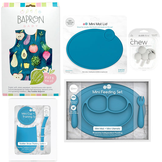 Gift Bundle First Birthday: "Everything in the Mouth " for One Year Old Blues Hip Mommies