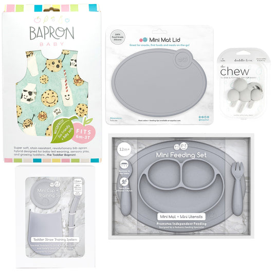 Gift Bundle First Birthday: "Everything in the Mouth " for One Year Old Muted Hip Mommies