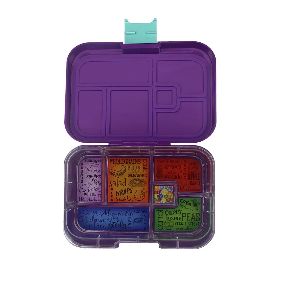 Munchbox Maxi 6-compartment Lunchbox in Purple Peacock Hip Mommies