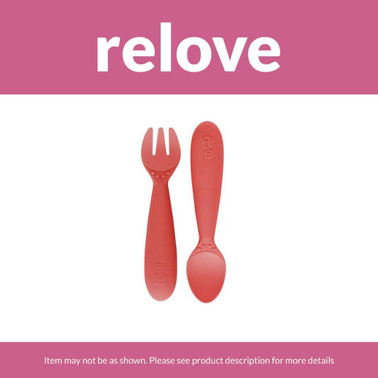 relove ezpz Mini Utensils (Fork + Spoon) in Coral Hip Mommies