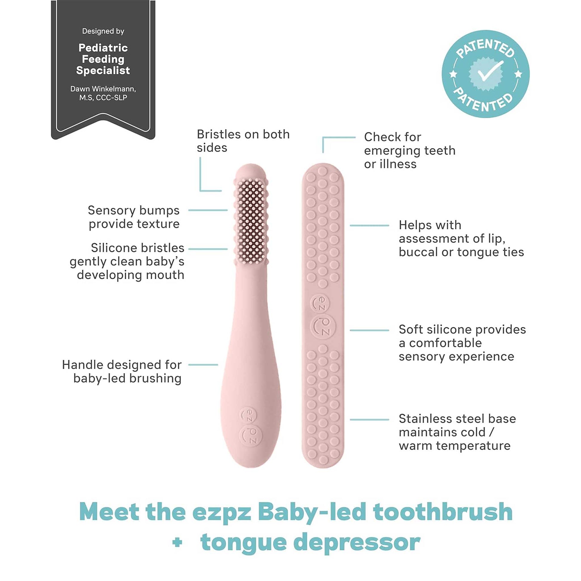 Baby-Led Toothbrush + Sensory Tongue Depressor Pack from ezpz | Canada Oral Care Hip Mommies