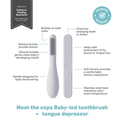 Baby-Led Toothbrush + Sensory Tongue Depressor Pack from ezpz | Canada Oral Care Hip Mommies