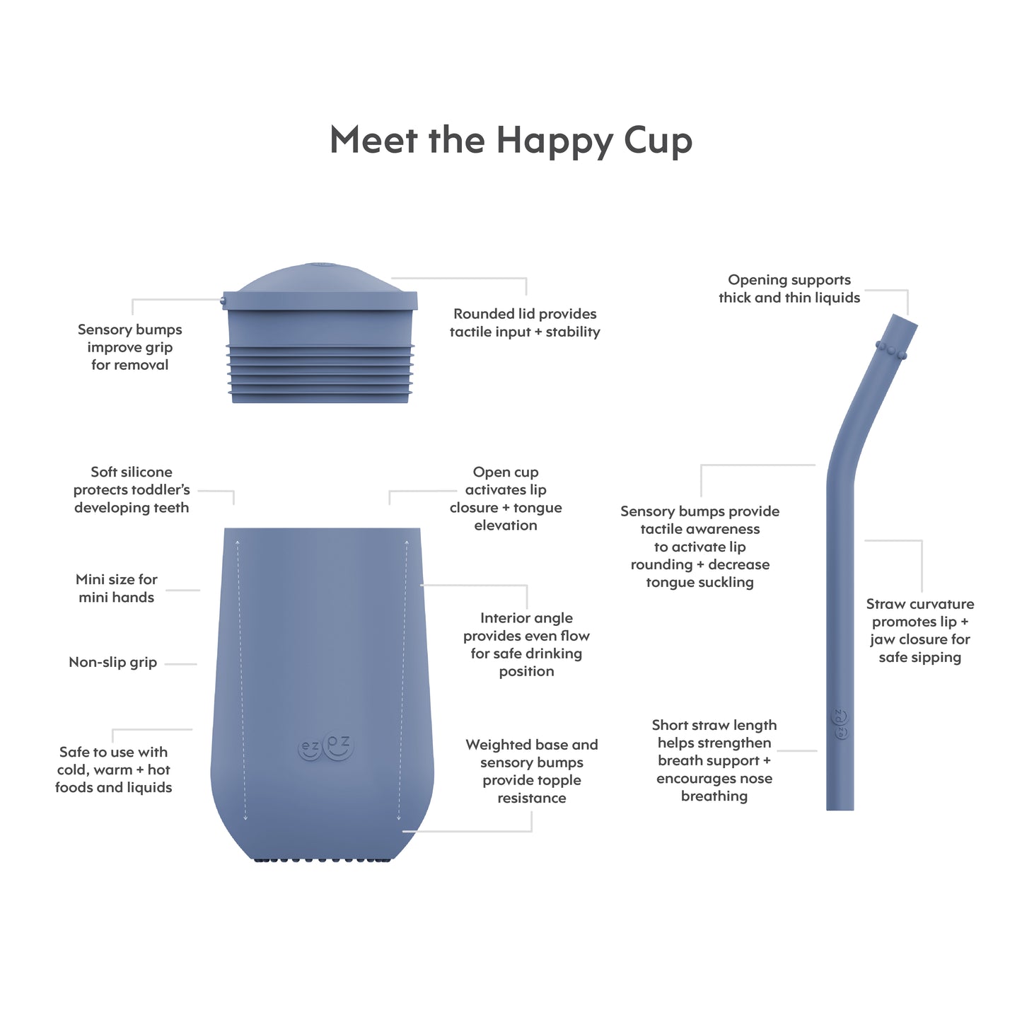 ezpz Happy Cup + Straw System in Indigo