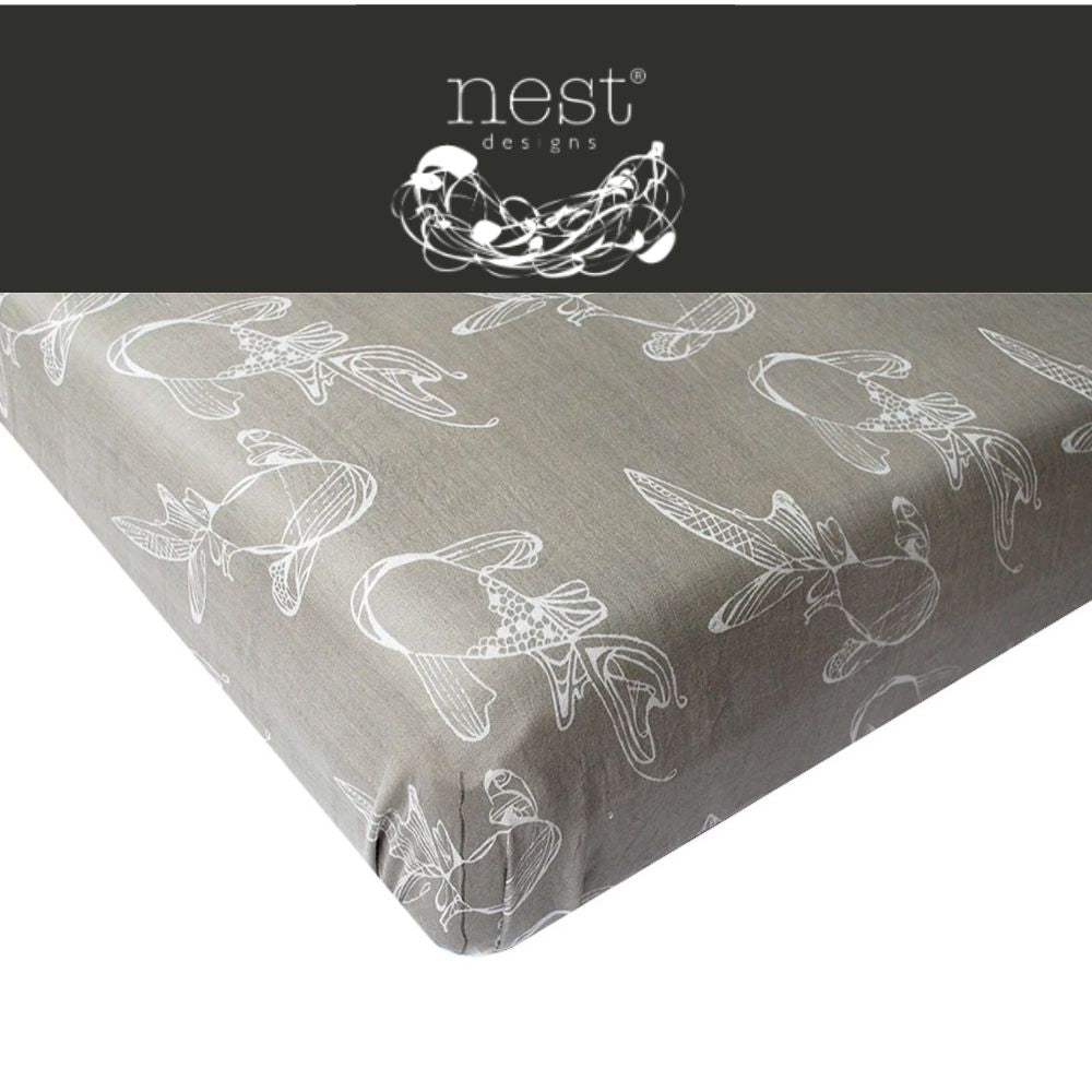 CLEARANCE Canada | Nest Designs Bamboo Muslin Crib Sheet in Koi Fish Baby Shower Gift Hip Mommies