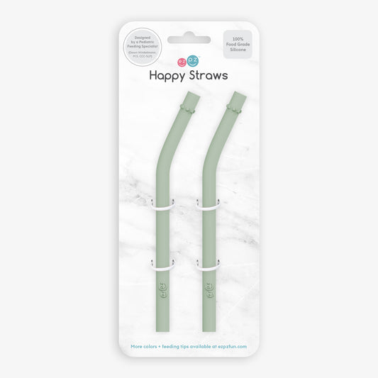 ezpz Happy Cup + Straw System Straw Replacement 2-Pack Sage